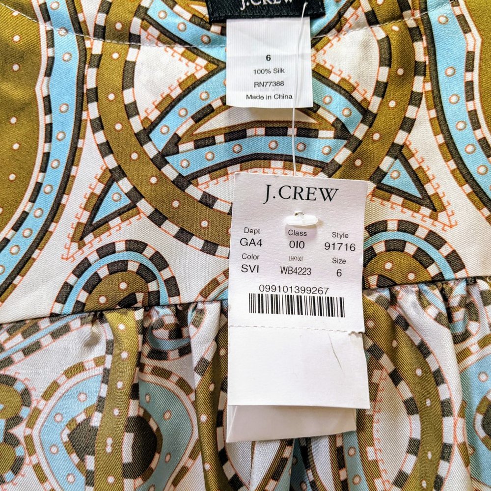 J Crew "vintage" silk blue and brown dress - Picture 12 of 13
